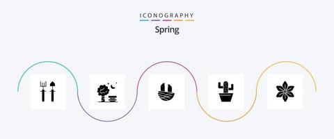 paquete de iconos de glifo de primavera 5 que incluye flor. maceta. globo naturaleza. primavera vector