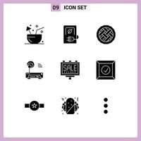 Set of 9 Modern UI Icons Symbols Signs for router device stations pumpkin dessert Editable Vector Design Elements