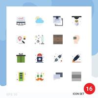 Editable Vector Line Pack of 16 Simple Flat Colors of location printing box printer product Editable Pack of Creative Vector Design Elements