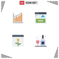 4 Universal Flat Icons Set for Web and Mobile Applications graph internet diagram trends banking Editable Vector Design Elements