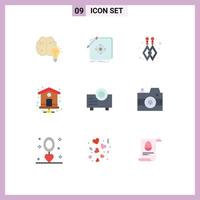 9 Creative Icons Modern Signs and Symbols of projector device application index page home Editable Vector Design Elements