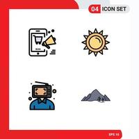 4 Creative Icons Modern Signs and Symbols of promotion content discount brightness digital Editable Vector Design Elements