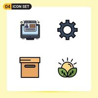 Set of 4 Modern UI Icons Symbols Signs for conversion agriculture web setting farm Editable Vector Design Elements