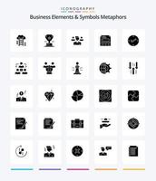 Creative Business Elements And Symbols Metaphors 25 Glyph Solid Black icon pack  Such As open. sheet. achievement. paper. squard vector