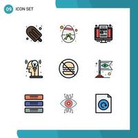 Mobile Interface Filledline Flat Color Set of 9 Pictograms of fast idea computer man creative Editable Vector Design Elements