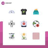Stock Vector Icon Pack of 9 Line Signs and Symbols for contact crossroad files storage database Editable Vector Design Elements