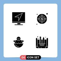 4 Universal Solid Glyphs Set for Web and Mobile Applications communication chicken message target baby Editable Vector Design Elements