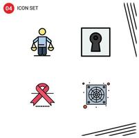 4 Thematic Vector Filledline Flat Colors and Editable Symbols of patent cancer judgment lock ribbon Editable Vector Design Elements