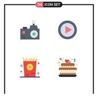 4 Universal Flat Icons Set for Web and Mobile Applications camera player photographer multimedia holiday Editable Vector Design Elements