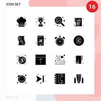 Set of 16 Modern UI Icons Symbols Signs for analytics paper economy document bar Editable Vector Design Elements