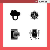 Solid Glyph Pack of Universal Symbols of computing ways money finance mobile Editable Vector Design Elements