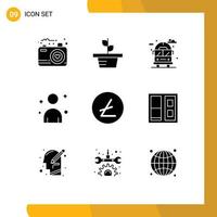 Set of 9 Modern UI Icons Symbols Signs for cryptocurrency lite coin city person male Editable Vector Design Elements