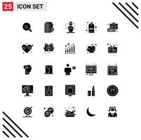 Set of 25 Modern UI Icons Symbols Signs for bag tag plant seo tag badge Editable Vector Design Elements