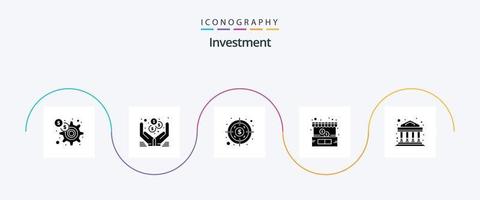 paquete de iconos de glifo de inversión 5 que incluye inversión. banco. dólar. dinero. comercio electrónico vector