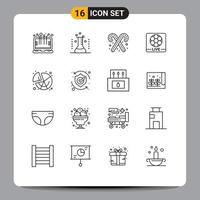 16 Creative Icons Modern Signs and Symbols of chart screen medical game sweets Editable Vector Design Elements