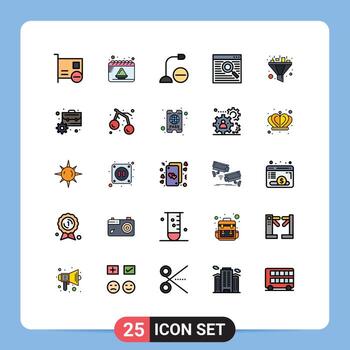 Editable Vector Line Pack of 25 Simple Filled line Flat Colors of window online party browser hardware Editable Vector Design Elements