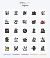 Creative Magician 25 Line FIlled icon pack  Such As fly. treasure. accessories. chest. bandit vector