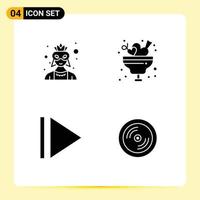 4 Universal Solid Glyph Signs Symbols of mask play costume ice dvd Editable Vector Design Elements