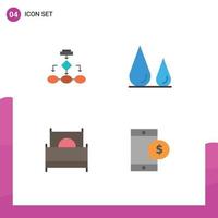 4 Universal Flat Icons Set for Web and Mobile Applications flowchart lab data architecture workflow bed Editable Vector Design Elements