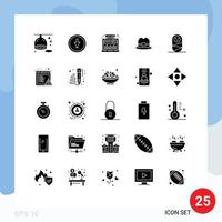 Pictogram Set of 25 Simple Solid Glyphs of child tourism pointer hat statistic Editable Vector Design Elements