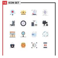 Pack of 16 Modern Flat Colors Signs and Symbols for Web Print Media such as slider network tea infrastructure distribution Editable Pack of Creative Vector Design Elements