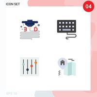 4 Universal Flat Icons Set for Web and Mobile Applications gadget home printer controls map Editable Vector Design Elements