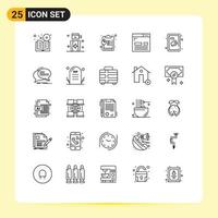 Group of 25 Lines Signs and Symbols for beef layout target development coding Editable Vector Design Elements