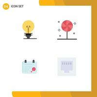 Pack of 4 Modern Flat Icons Signs and Symbols for Web Print Media such as business symbol product halloween cable Editable Vector Design Elements