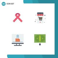 Modern Set of 4 Flat Icons and symbols such as ribbon desktop online communication business Editable Vector Design Elements