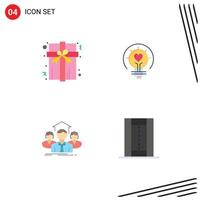 4 User Interface Flat Icon Pack of modern Signs and Symbols of box business bulb light bulb group Editable Vector Design Elements