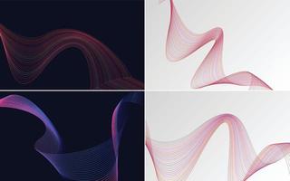Create a professional look with this set of 4 abstract wave backgrounds vector