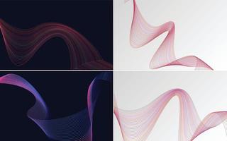 crea un aspecto profesional con este conjunto de 4 fondos abstractos de ondas vector