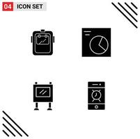 Mobile Interface Solid Glyph Set of 4 Pictograms of mask advertising welder pie poster Editable Vector Design Elements