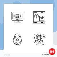 Group of 4 Modern Filledline Flat Colors Set for online decoration shopping shop easter egg Editable Vector Design Elements