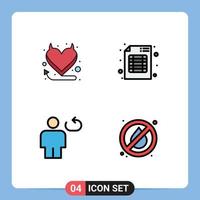 Set of 4 Modern UI Icons Symbols Signs for devil human audit business repeat Editable Vector Design Elements