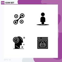 Solid Glyph Pack of 4 Universal Symbols of radium human avatar dashboard information security Editable Vector Design Elements