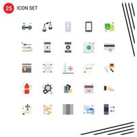 Mobile Interface Flat Color Set of 25 Pictograms of equalizer film smart phone drama mask Editable Vector Design Elements