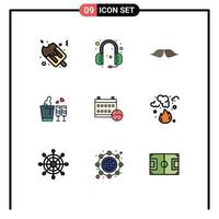 paquete de iconos vectoriales de stock de 9 signos y símbolos de línea para el día boda hipster amor botella elementos de diseño vectorial editables vector