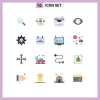 Universal Icon Symbols Group of 16 Modern Flat Colors of develop view process search eye Editable Pack of Creative Vector Design Elements