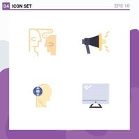 Pack of 4 Modern Flat Icons Signs and Symbols for Web Print Media such as brain head interaction viral think Editable Vector Design Elements