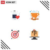 4 Universal Flat Icons Set for Web and Mobile Applications diet arrow water coffee target Editable Vector Design Elements