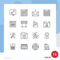 Pictogram Set of 16 Simple Outlines of page date mail contact us calendar Editable Vector Design Elements