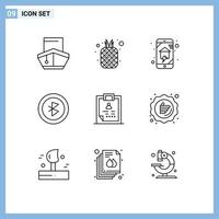 Pictogram Set of 9 Simple Outlines of signal bluetooth natural smart house home networking Editable Vector Design Elements