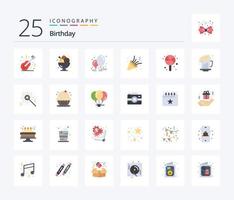 Birthday 25 Flat Color icon pack including party. celebrate. party. birthday. decoration vector