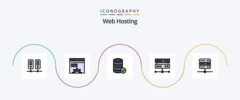 Web Hosting Line Filled Flat 5 Icon Pack Including . network. security. database. database server vector