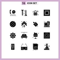 16 Creative Icons Modern Signs and Symbols of up arrow self tapping ball layout Editable Vector Design Elements