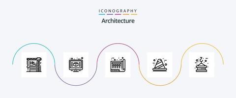 paquete de iconos de la línea de arquitectura 5 que incluye cono. arquitectura. construcción. imprimir. dibujo vector