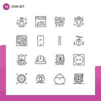 Modern Set of 16 Outlines Pictograph of editorial book art setting business Editable Vector Design Elements