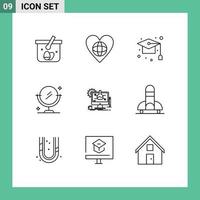 9 Universal Outlines Set for Web and Mobile Applications chemical cleaning like mirror school Editable Vector Design Elements