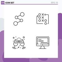 Set of 4 Commercial Filledline Flat Colors pack for spreadcoin wine crypto currency strategy drink Editable Vector Design Elements